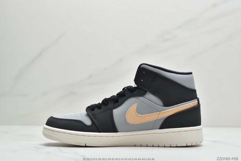 篮球鞋, Aj1 - 乔丹 Air Jordan Mid 黑/灰/橙 AJ1 中帮篮球鞋ID:ZZD193-PZK