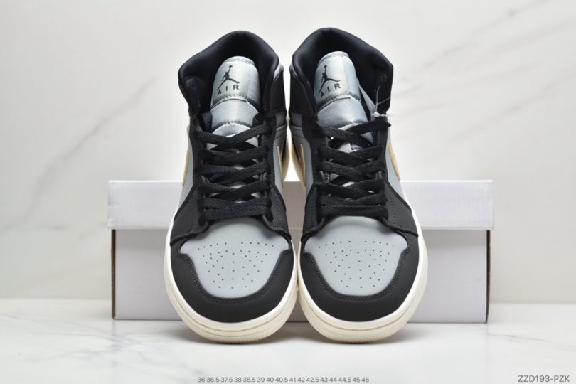 篮球鞋, Aj1 - 乔丹 Air Jordan Mid 黑/灰/橙 AJ1 中帮篮球鞋ID:ZZD193-PZK