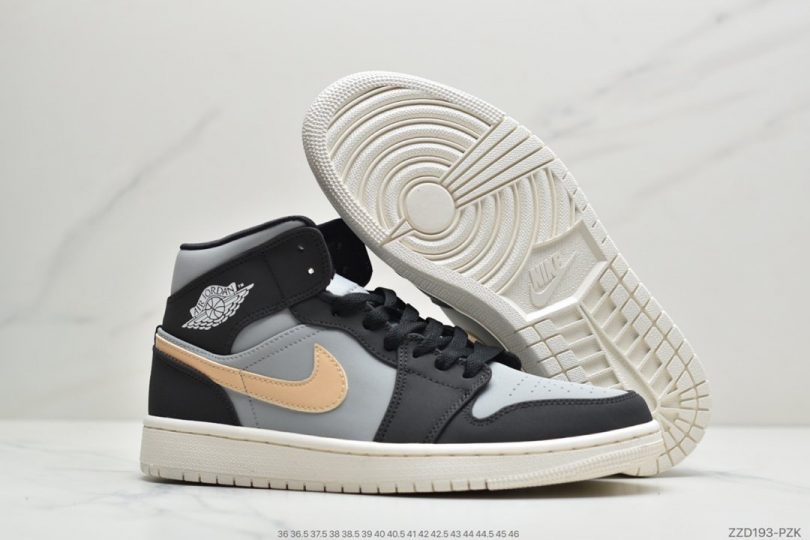 篮球鞋, Aj1 - 乔丹 Air Jordan Mid 黑/灰/橙 AJ1 中帮篮球鞋ID:ZZD193-PZK