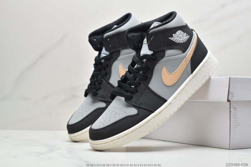 篮球鞋, Aj1 - 乔丹 Air Jordan Mid 黑/灰/橙 AJ1 中帮篮球鞋ID:ZZD193-PZK