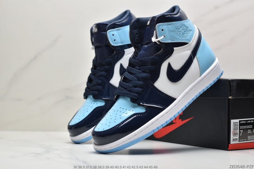 高帮篮球鞋, 高帮, 篮球鞋, 北卡蓝, Jordan, Aj1, Air Jordan 1, Air Jordan - Air Jordan 1 Retro High Og 乔1 北卡蓝漆皮 AJ1高帮篮球鞋