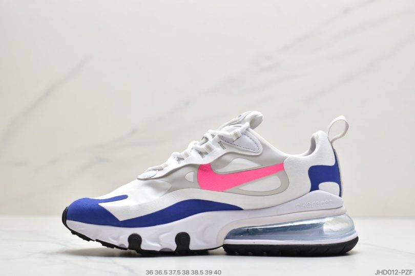 半掌气垫, React, Nike Air Max 270, Nike Air Max, Nike Air, Max 270, Air Max 270 React QP, Air Max 270 React - 耐克Nike Air Max 270 React QP "White/Light Blue"270瑞亚赛车系列后半掌气垫百搭运动慢跑鞋