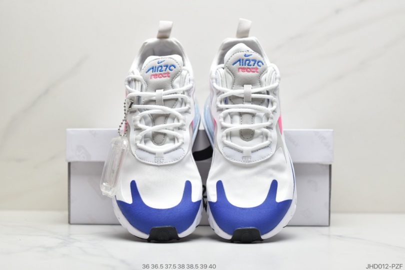 半掌气垫, React, Nike Air Max 270, Nike Air Max, Nike Air, Max 270, Air Max 270 React QP, Air Max 270 React - 耐克Nike Air Max 270 React QP "White/Light Blue"270瑞亚赛车系列后半掌气垫百搭运动慢跑鞋