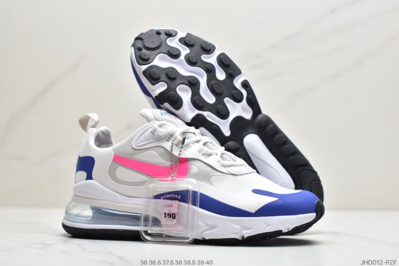 半掌气垫, React, Nike Air Max 270, Nike Air Max, Nike Air, Max 270, Air Max 270 React QP, Air Max 270 React - 耐克Nike Air Max 270 React QP "White/Light Blue"270瑞亚赛车系列后半掌气垫百搭运动慢跑鞋