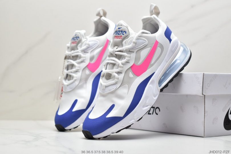 半掌气垫, React, Nike Air Max 270, Nike Air Max, Nike Air, Max 270, Air Max 270 React QP, Air Max 270 React - 耐克Nike Air Max 270 React QP "White/Light Blue"270瑞亚赛车系列后半掌气垫百搭运动慢跑鞋