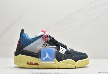 Union LA x  Air Jordan 4 Retro SP”Off Noir” 骑士黑蓝红棕黄 迈克尔·乔丹AJ4代中帮复古休闲运动文化篮球鞋