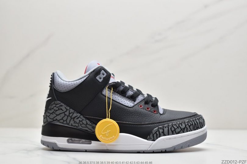 爆裂纹, Nike Air, Jordan, Black, AJ3, Air Jordan 3 Retro, Air Jordan 3, Air Jordan - 耐克Nike Air Jordan 3 Retro OG"Black Cement"迈克尔·乔丹AJ3代中帮复古休闲运动文化篮球鞋