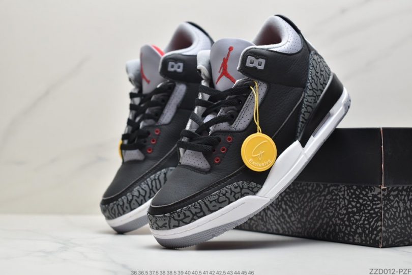 爆裂纹, Nike Air, Jordan, Black, AJ3, Air Jordan 3 Retro, Air Jordan 3, Air Jordan - 耐克Nike Air Jordan 3 Retro OG"Black Cement"迈克尔·乔丹AJ3代中帮复古休闲运动文化篮球鞋