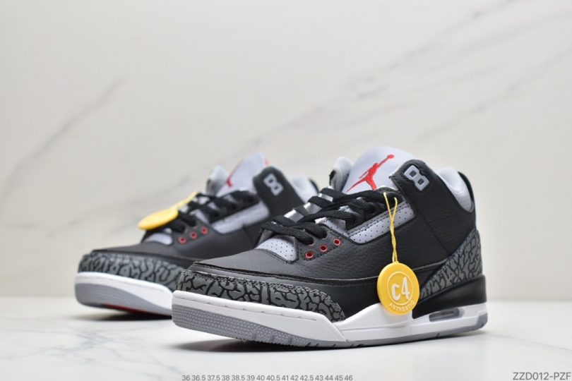 爆裂纹, Nike Air, Jordan, Black, AJ3, Air Jordan 3 Retro, Air Jordan 3, Air Jordan - 耐克Nike Air Jordan 3 Retro OG"Black Cement"迈克尔·乔丹AJ3代中帮复古休闲运动文化篮球鞋