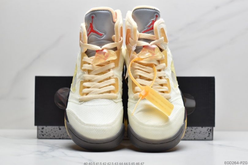 篮球鞋, OFF-WHITE x, Jumpman, Jordan 5, Jordan, Black, Air Jordan 5 Retro, Air Jordan 5 - OFF-WHITE x Air Jordan 5 Retro SP “Sail” 高帮 黑金属 流川枫 AJ5 高帮篮球鞋