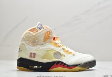 OFF-WHITE x Air Jordan 5 Retro SP “Sail” 高帮 黑金属 流川枫 AJ5 高帮篮球鞋