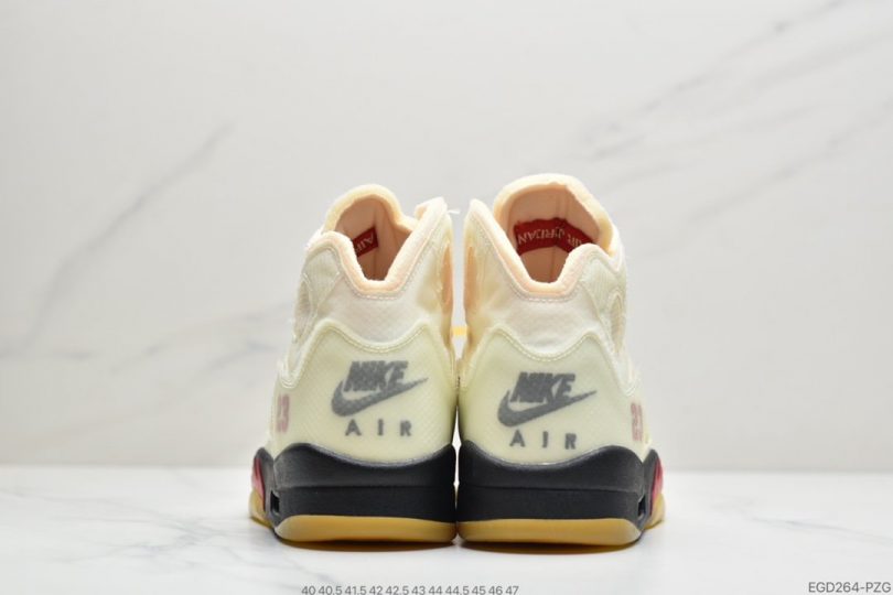 篮球鞋, OFF-WHITE x, Jumpman, Jordan 5, Jordan, Black, Air Jordan 5 Retro, Air Jordan 5 - OFF-WHITE x Air Jordan 5 Retro SP “Sail” 高帮 黑金属 流川枫 AJ5 高帮篮球鞋