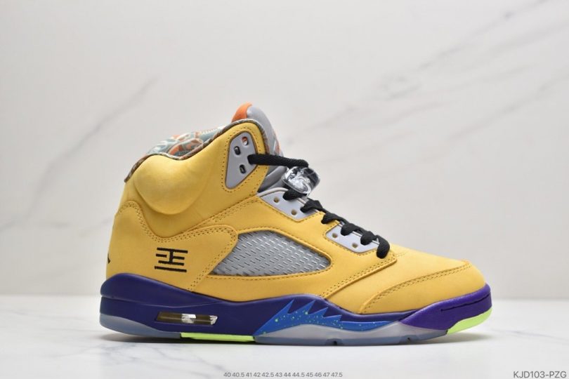 鸳鸯, 篮球鞋, 实战篮球鞋, What The, Jordan 5, Jordan, Air Jordan 5, Air Jordan - 乔丹 AJ5 鸳鸯 红黄色 Air Jordan 5 “What The”鸳鸯中帮实战篮球鞋