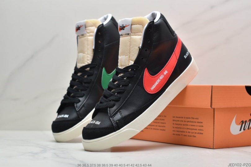 高帮, 板鞋, 开拓者, 休闲板鞋, Nike Blazer Mid '77, Nike Blazer Mid, Blazer Mid, Blazer - 耐克Nike Blazer Mid '77 开拓者四色勾黑色高帮百搭休闲板鞋ID:JED102-PZG