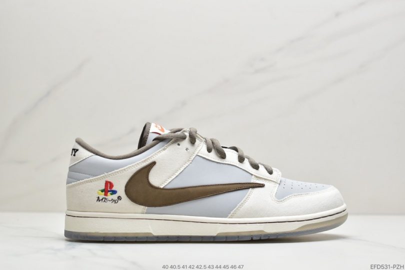 联名, 板鞋, 低帮板鞋, Nike Dunk Low, Nike Dunk, Dunk Low, Dunk, Aj1 - Travis Scott x PlayStation x Nike Dunk“白雾蓝”倒钩低帮板鞋