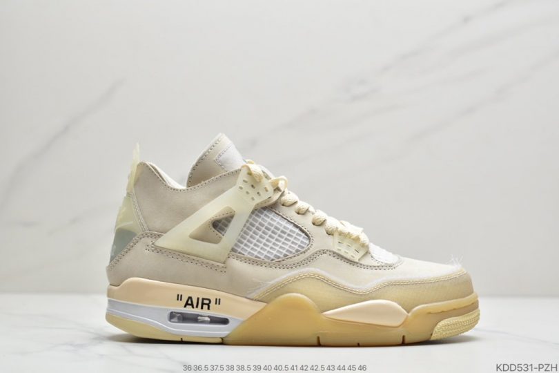 联名, 篮球鞋, 文化篮球鞋, Off-White, Jordan, Cream/Sail"“OW, Air Jordan 4, Air Jordan - Off-White™ x Air Jordan 4 "Cream/Sail"“OW 联名荧光粉 AJ4 乔丹4代 文化篮球鞋