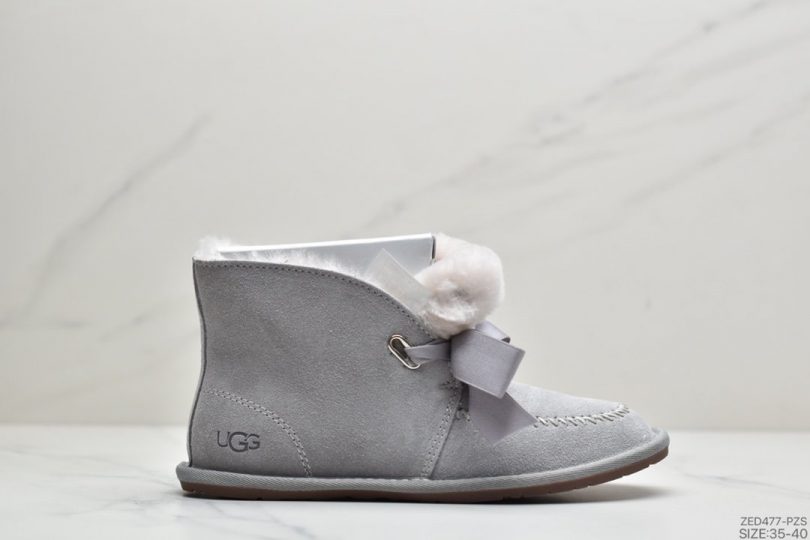 UGG - UGG W Kallen Lace 2020凯琳蝴蝶结系带系列冬季羊毛一体雪地平底短靴