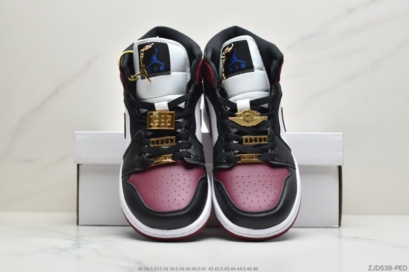 Jordan, Air Jordan 1 Mid, Air Jordan 1, Air Jordan - 乔丹 Air Jordan 1 Mid 35周年限定配色 酒红脚趾 中帮系列篮球鞋