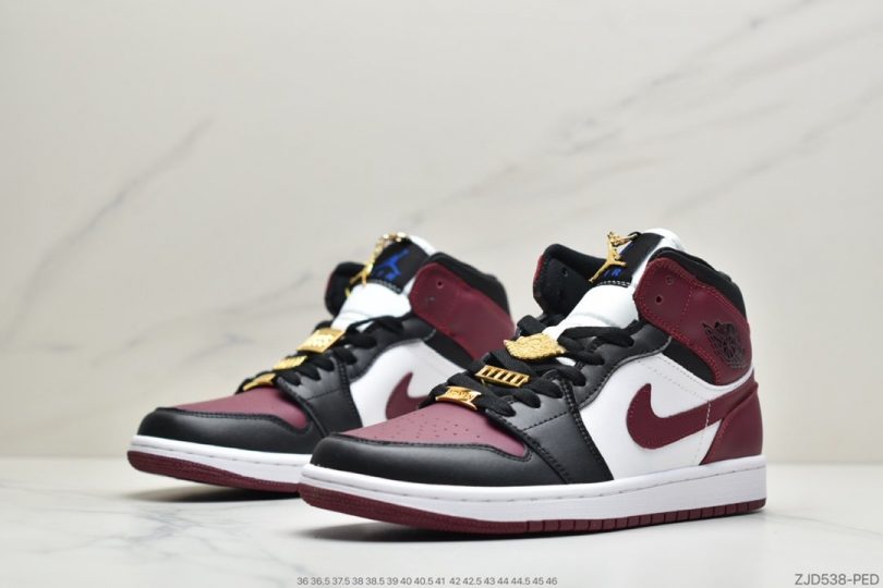 Jordan, Air Jordan 1 Mid, Air Jordan 1, Air Jordan - 乔丹 Air Jordan 1 Mid 35周年限定配色 酒红脚趾 中帮系列篮球鞋