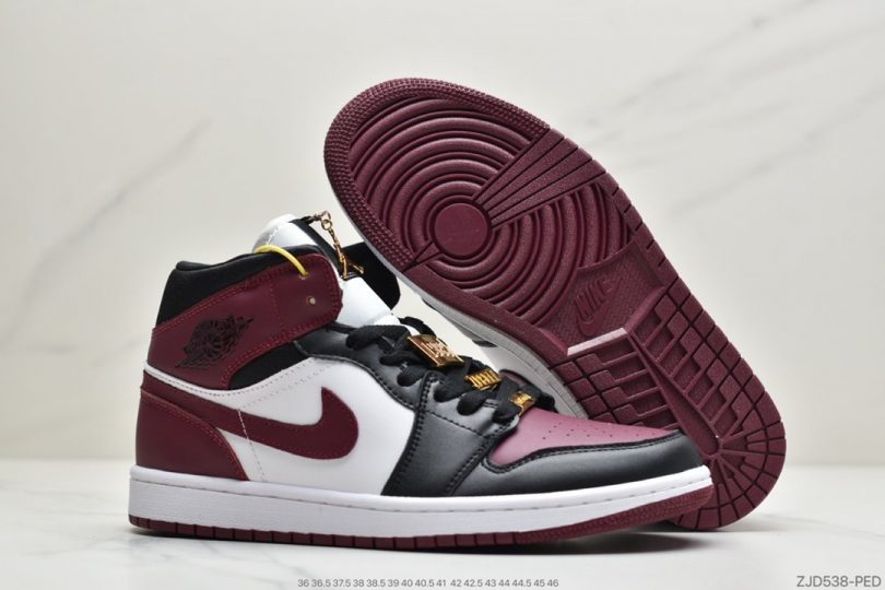 Jordan, Air Jordan 1 Mid, Air Jordan 1, Air Jordan - 乔丹 Air Jordan 1 Mid 35周年限定配色 酒红脚趾 中帮系列篮球鞋