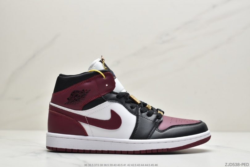 Jordan, Air Jordan 1 Mid, Air Jordan 1, Air Jordan - 乔丹 Air Jordan 1 Mid 35周年限定配色 酒红脚趾 中帮系列篮球鞋