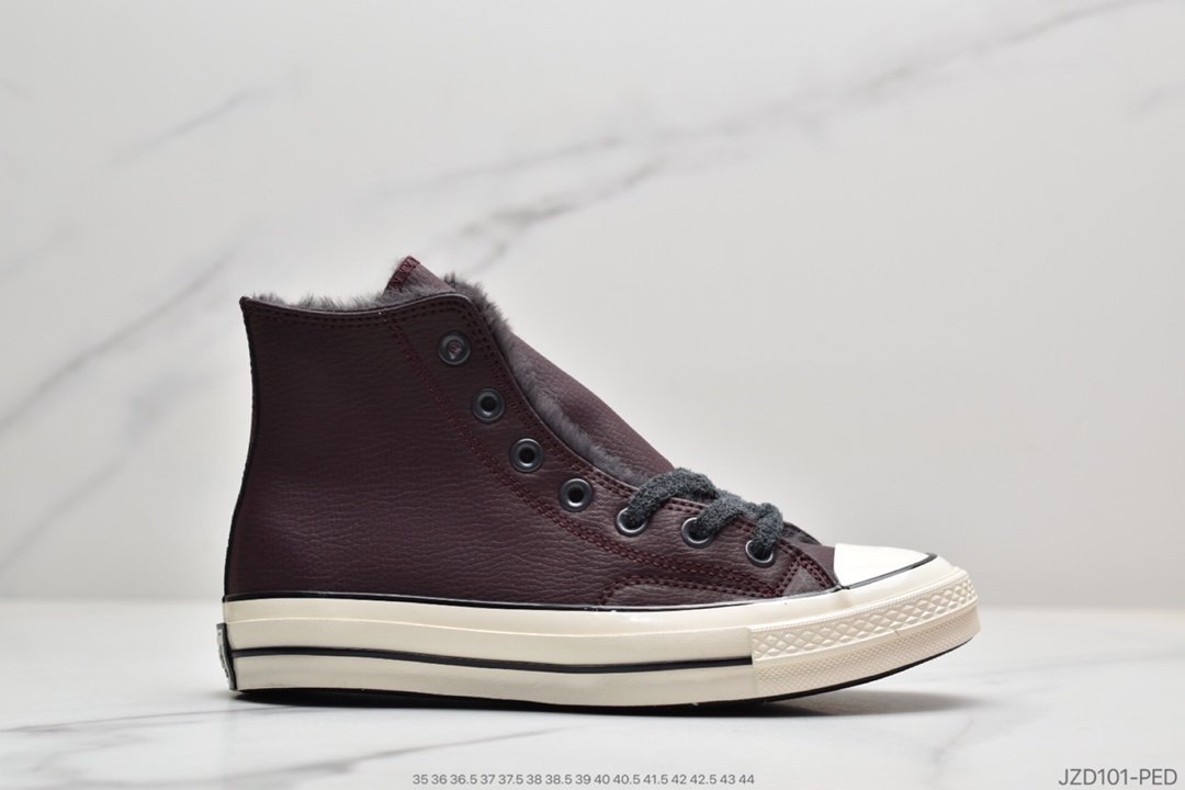 匡威Converse Chuck Taylor All Star 1970 High Leather”Black/Velvet”复古三星标高帮运动硫化板鞋