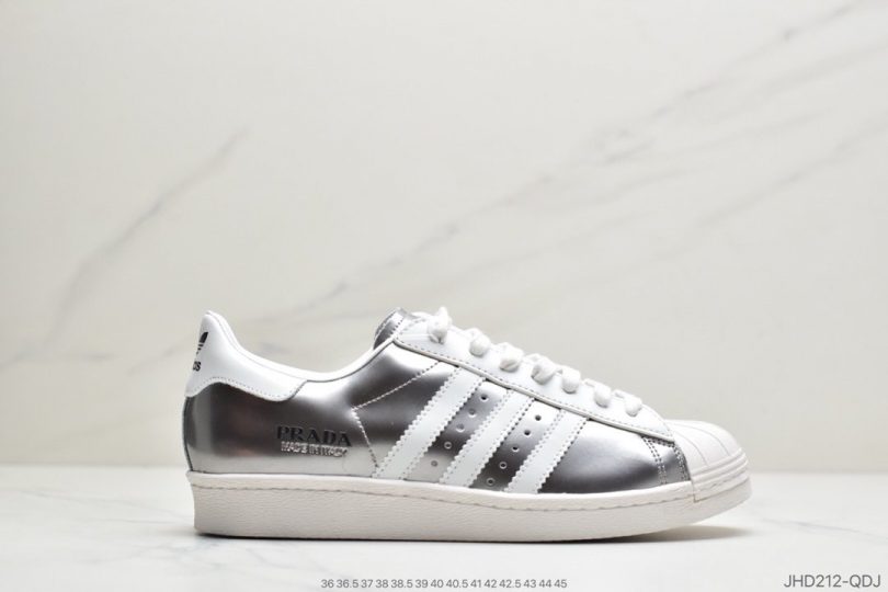 运动板鞋, 贝壳头, 板鞋, 普拉达, Superstar 80s, Superstar, Prada, Black - Prada x adidas Superstar 80s"White/Black"贝壳头经典百搭休闲运动板鞋