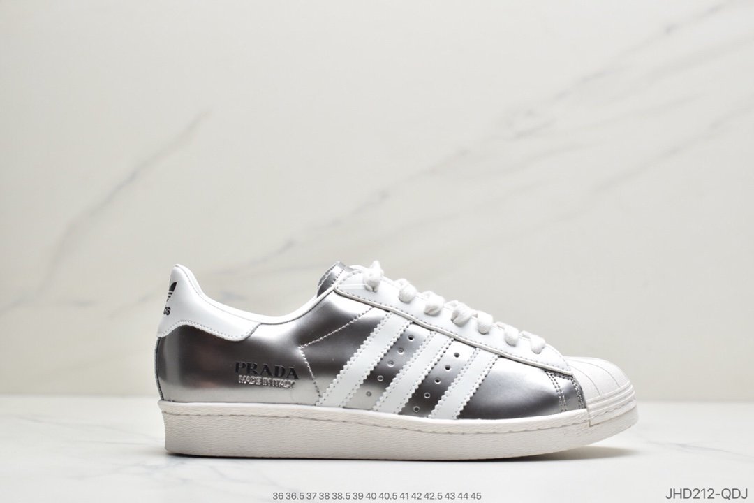 Prada x adidas Superstar 80s”White/Black”贝壳头经典百搭休闲运动板鞋