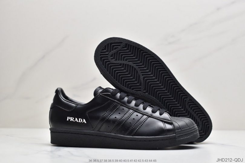 运动板鞋, 贝壳头, 板鞋, 普拉达, Superstar 80s, Superstar, Prada, Black - Prada x adidas Superstar 80s"White/Black"贝壳头经典百搭休闲运动板鞋