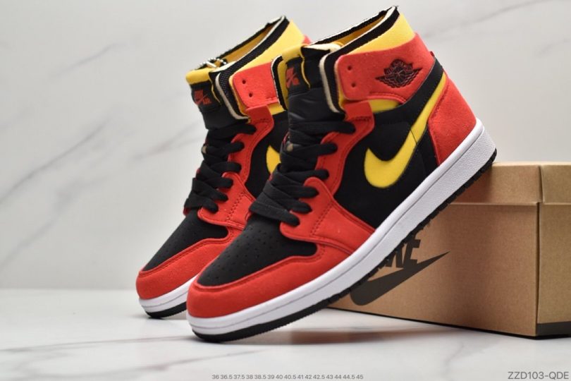 篮球鞋, Zoom Air, Zoom, Jordan, Aj1, Air Jordan 1 Zoom, Air Jordan 1, Air Jordan - 乔丹 Air Jordan 1 Zoom CMFT “Chile Red”黑红 AJ1中帮篮球鞋