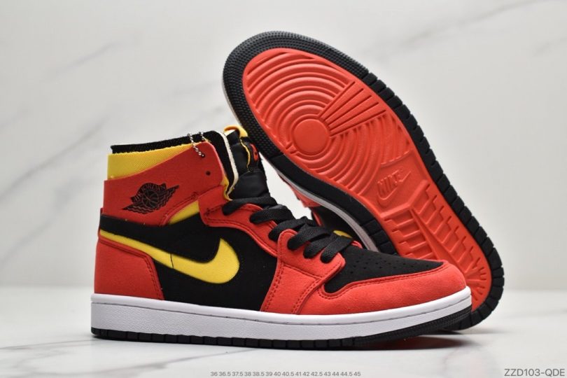 篮球鞋, Zoom Air, Zoom, Jordan, Aj1, Air Jordan 1 Zoom, Air Jordan 1, Air Jordan - 乔丹 Air Jordan 1 Zoom CMFT “Chile Red”黑红 AJ1中帮篮球鞋