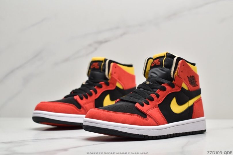 篮球鞋, Zoom Air, Zoom, Jordan, Aj1, Air Jordan 1 Zoom, Air Jordan 1, Air Jordan - 乔丹 Air Jordan 1 Zoom CMFT “Chile Red”黑红 AJ1中帮篮球鞋