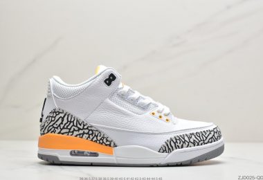 乔丹Air Jordan 3 “Laser Orange”湖人 中帮文化篮球鞋