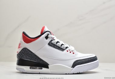 乔丹Air Jordan 3 Retro “Fire Red”单宁火焰红 白水泥爆裂纹AJ3文化篮球鞋