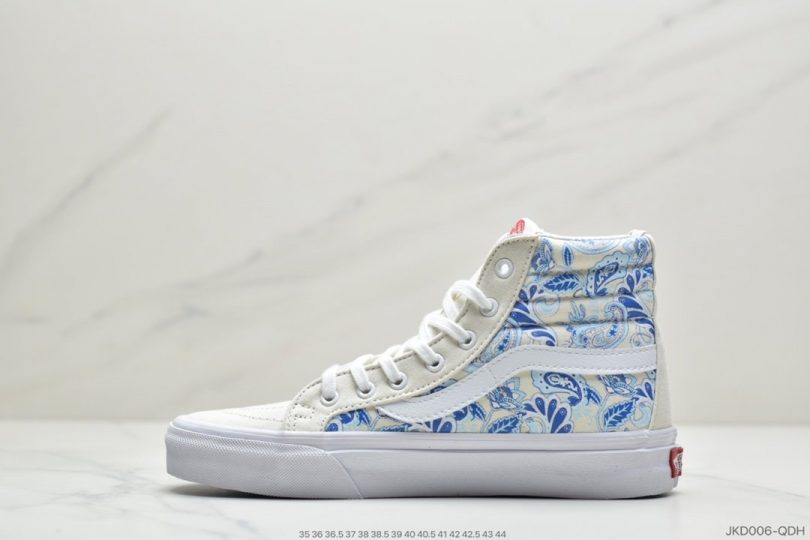 高帮, 腰果花, 联名, Vans, Sk8-Hi - 万斯VANS Sk8-Hi 新款高帮青花瓷图腾元素滑板鞋