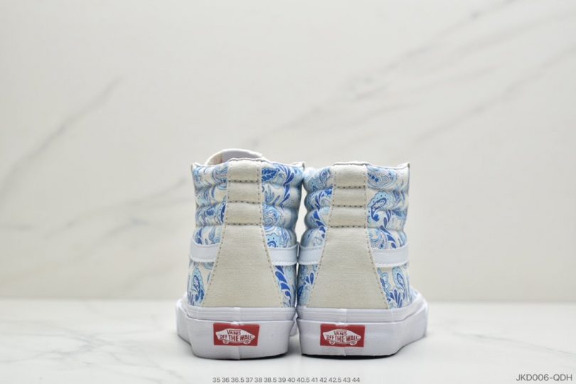 高帮, 腰果花, 联名, Vans, Sk8-Hi - 万斯VANS Sk8-Hi 新款高帮青花瓷图腾元素滑板鞋