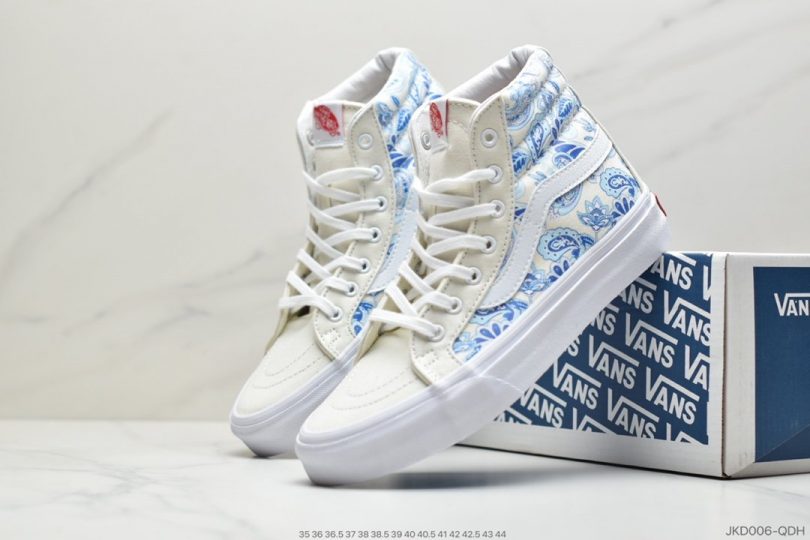 高帮, 腰果花, 联名, Vans, Sk8-Hi - 万斯VANS Sk8-Hi 新款高帮青花瓷图腾元素滑板鞋