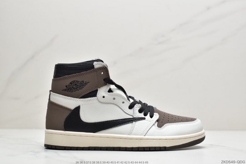 联名, 篮球鞋, 倒勾, Travis Scott, Swoosh, Jordan, Aj1, Air Jordan - Travis Scott x Air Jordan AJ1 High OG TS SP 联名深棕白面倒勾AJ1中帮篮球鞋