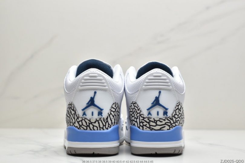 篮球鞋, 爆裂纹, 文化篮球鞋, 北卡蓝, Jumpman, Jordan, Air Jordan 3, Air Jordan - 乔丹 Air Jordan 3 “UNC” 北卡蓝 AJ3 乔丹3代 aj3 乔3 白蓝文化篮球鞋