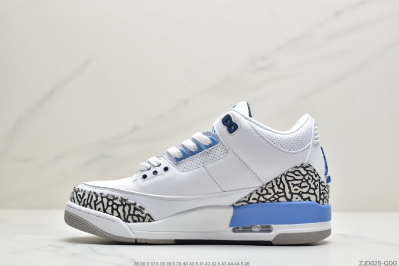 篮球鞋, 爆裂纹, 文化篮球鞋, 北卡蓝, Jumpman, Jordan, Air Jordan 3, Air Jordan - 乔丹 Air Jordan 3 “UNC” 北卡蓝 AJ3 乔丹3代 aj3 乔3 白蓝文化篮球鞋