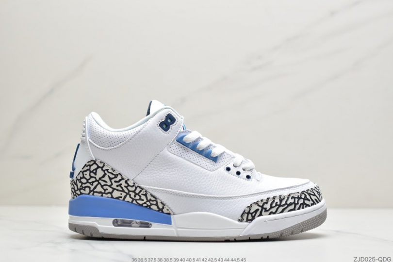 篮球鞋, 爆裂纹, 文化篮球鞋, 北卡蓝, Jumpman, Jordan, Air Jordan 3, Air Jordan - 乔丹 Air Jordan 3 “UNC” 北卡蓝 AJ3 乔丹3代 aj3 乔3 白蓝文化篮球鞋