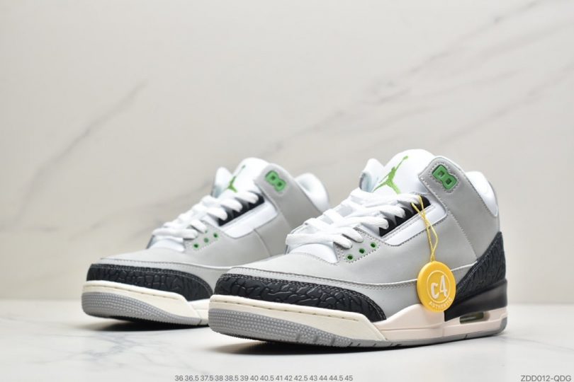 爆裂纹, Nike Air, NIKE, Jordan, AJ3, Air Jordan 3 Retro, Air Jordan 3, Air Jordan - 耐克Air Jordan 3 Retro"Chlorophyll"迈克尔·乔丹AJ3代中帮古复休闲运动文化球篮鞋“叶素绿灰绿手稿”