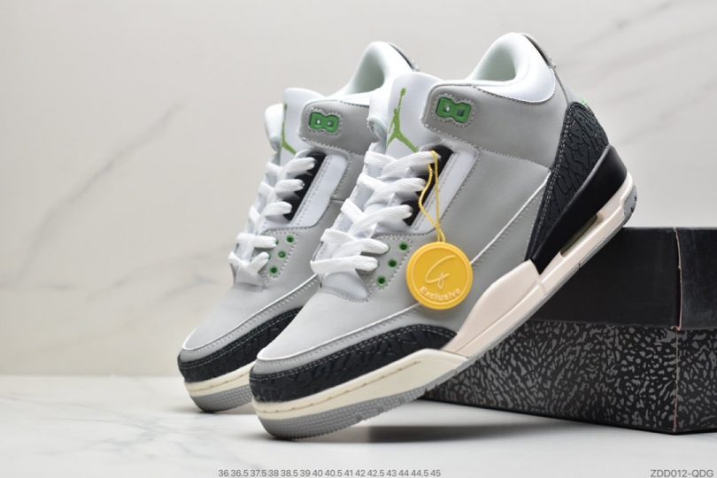 爆裂纹, Nike Air, NIKE, Jordan, AJ3, Air Jordan 3 Retro, Air Jordan 3, Air Jordan - 耐克Air Jordan 3 Retro"Chlorophyll"迈克尔·乔丹AJ3代中帮古复休闲运动文化球篮鞋“叶素绿灰绿手稿”