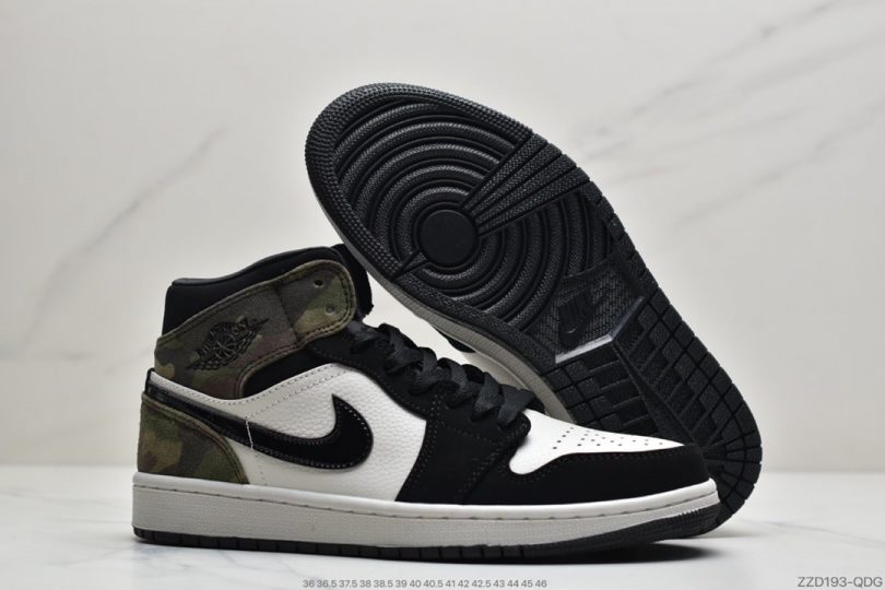 运动鞋, 篮球鞋, 实战篮球鞋, Swoosh, Jordan, Air Jordan 1 Mid, Air Jordan 1, Air Jordan - 乔丹 Air Jordan 1 Mid“ Camo”迷彩aj1中帮实战篮球鞋