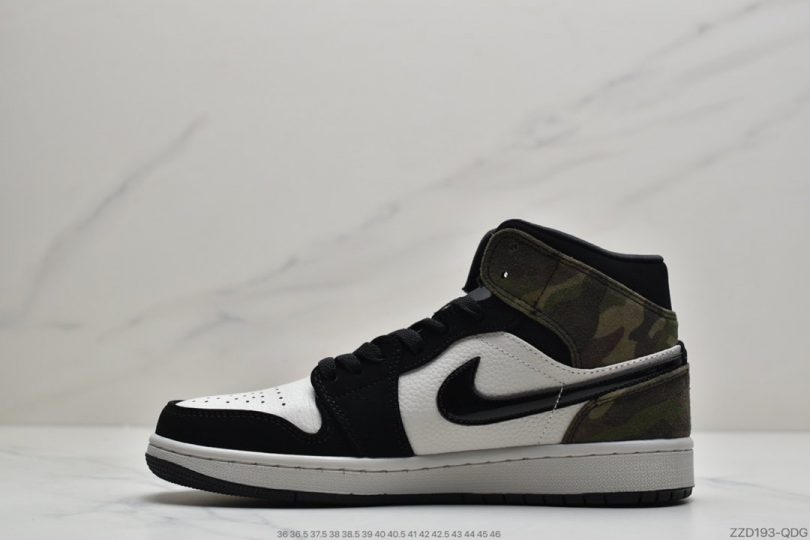 运动鞋, 篮球鞋, 实战篮球鞋, Swoosh, Jordan, Air Jordan 1 Mid, Air Jordan 1, Air Jordan - 乔丹 Air Jordan 1 Mid“ Camo”迷彩aj1中帮实战篮球鞋