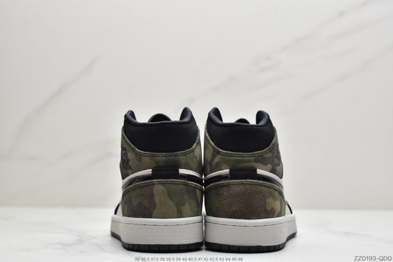 运动鞋, 篮球鞋, 实战篮球鞋, Swoosh, Jordan, Air Jordan 1 Mid, Air Jordan 1, Air Jordan - 乔丹 Air Jordan 1 Mid“ Camo”迷彩aj1中帮实战篮球鞋