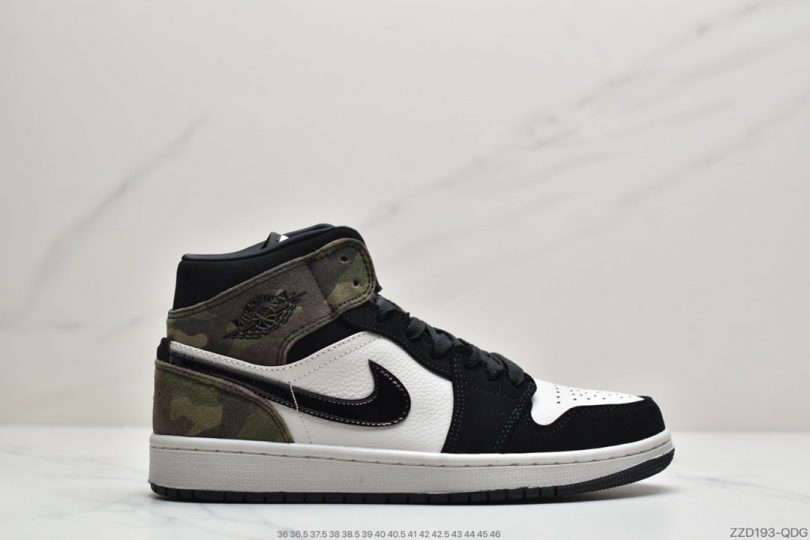 运动鞋, 篮球鞋, 实战篮球鞋, Swoosh, Jordan, Air Jordan 1 Mid, Air Jordan 1, Air Jordan - 乔丹 Air Jordan 1 Mid“ Camo”迷彩aj1中帮实战篮球鞋