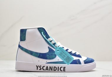 耐克Nike Blazer Mid ‘1977 Vintage”Tie-Dye”经典开拓者“皮革白扎染蓝”高帮百搭休闲运动板鞋