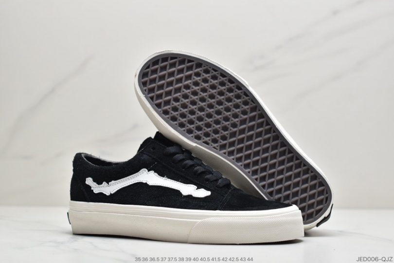 联名, 帆布鞋, Vans - Blends Vans联名Old Skool ComfyCush黑白麂皮骨头图案帆布鞋低帮