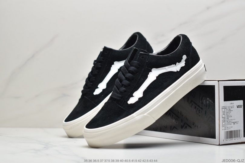 联名, 帆布鞋, Vans - Blends Vans联名Old Skool ComfyCush黑白麂皮骨头图案帆布鞋低帮